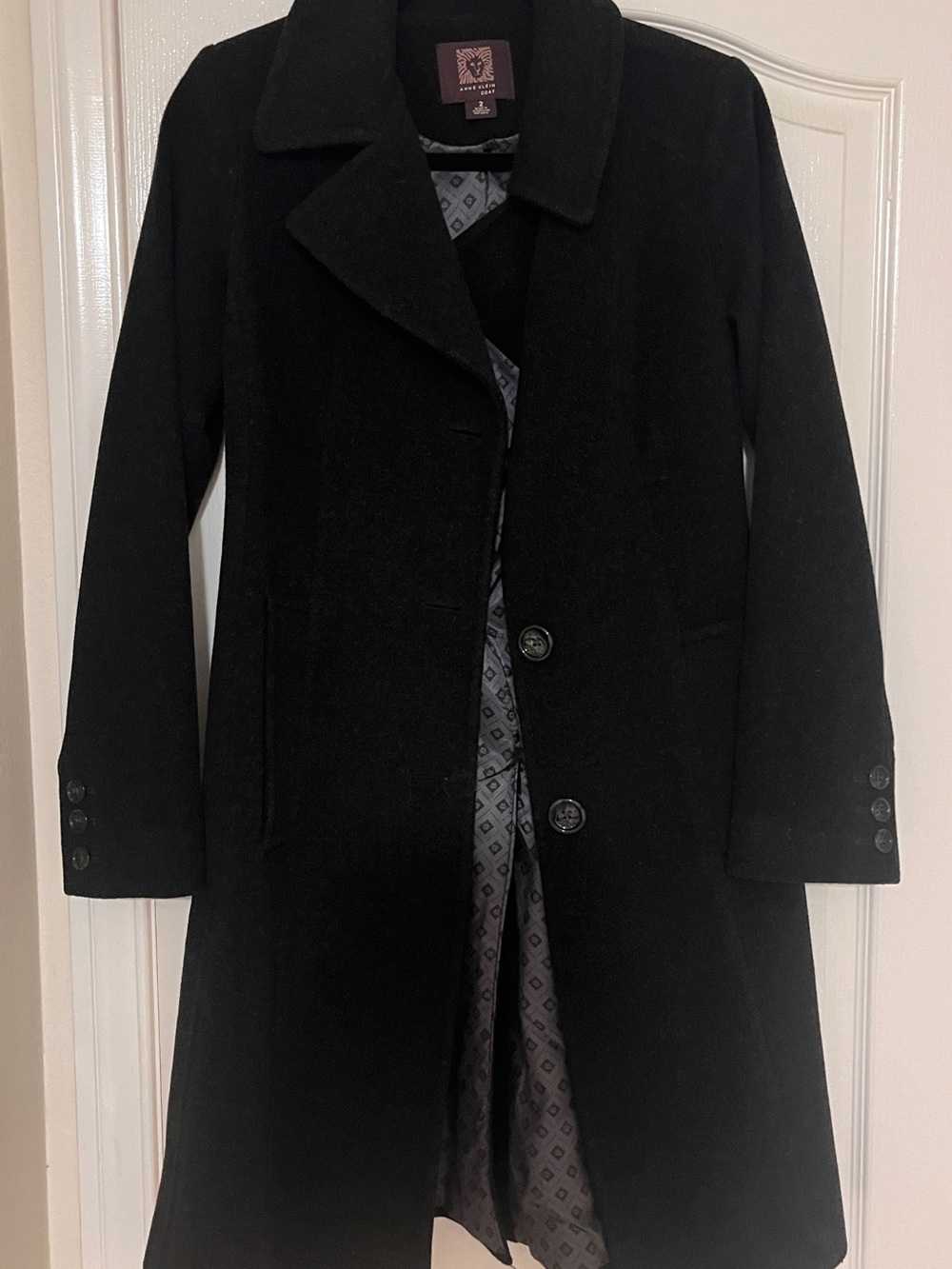 Anne Klein Black Single-Breasted Trench Coat